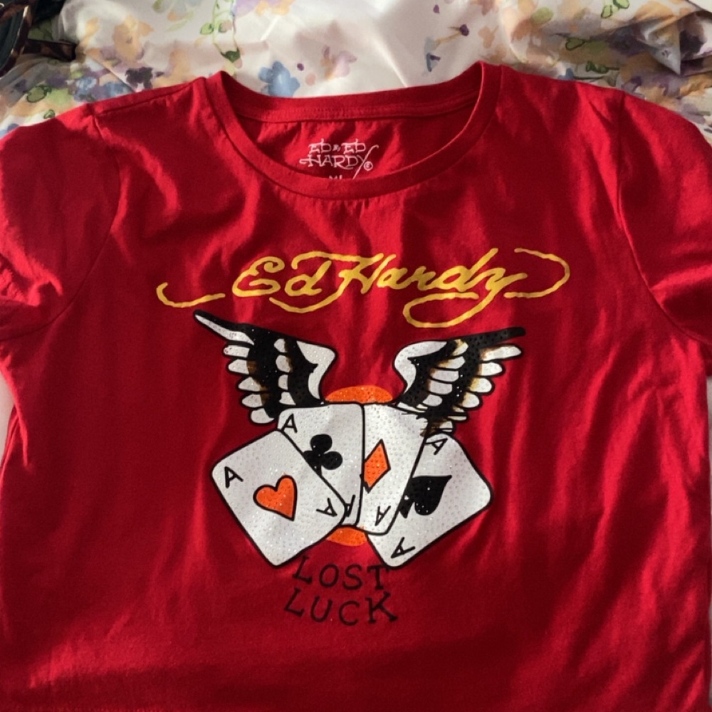 Ed Hardy Red Graphic T-Shirt